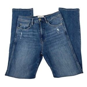 Frame Womens Le Sylvie Slender Straight Jeans Blue Size 26 Cotton Blend Stretch